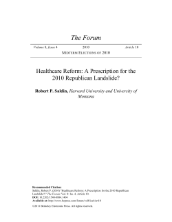 Healthcare Reform: A Prescription for the 2010 Republican Landslide?