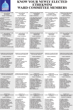 Know Your Newly Elected eThekwini Ward Committee Members