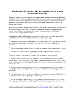 School Reentry for a Student Who Has Attempted Suicide or Made