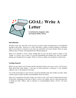 GOAL: Write A Letter - California Library Literacy Services