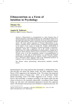 Ethnocentrism as a Form of Intuition in Psychology