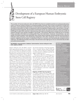 Development of a European Human Embryonic Stem Cell Registry