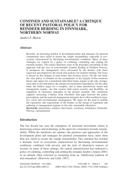 a critique of recent pastoral policy for reindeer herding in finnmark
