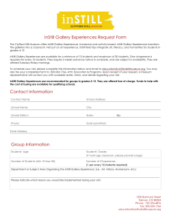 inStill Gallery Experiences Request Form Contact Information Group