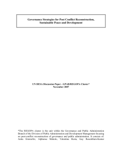Governance Strategies for Post Conflict Reconstruction, Sustainable