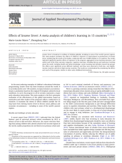 Effects of Sesame Street: A meta-analysis of children`s learning in 15