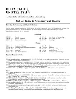 Subject Guide to Astronomy and Physics