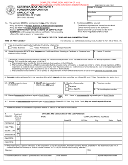 CERTIFICATE OF AUTHORITY FOREIGN CORPORATION
