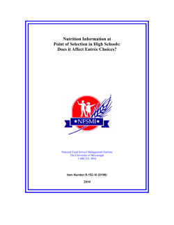 Nutrition Information at Point of Selection in High Schools