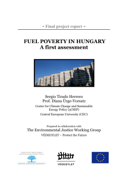 FUEL POVERTY IN HUNGARY A first assessment