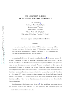 CPT Violation Implies Violation of Lorentz Invariance