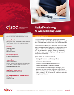 Medical Terminology An Evening Training Course