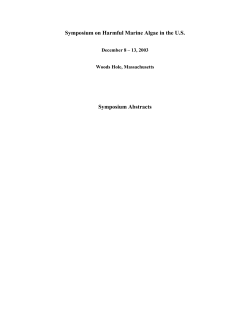 Symposium on Harmful Marine Algae in the U.S. Symposium Abstracts