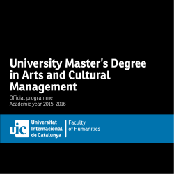 University Master`s Degree in Arts and Cultural Management