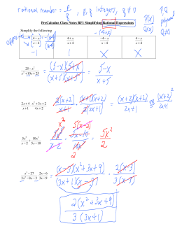 PreCalculus Class Notes RF1 Simplifying Rational Expressions