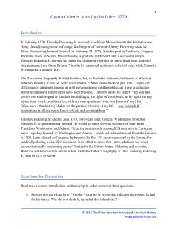 A patriot`s letter to his loyalist father