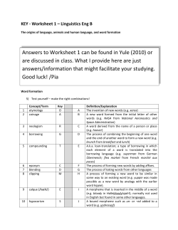 Linguistics Worksheet 1 Key