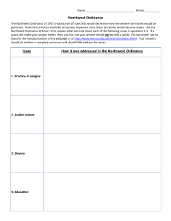 Northwest Ordinance Issue How it was addressed in