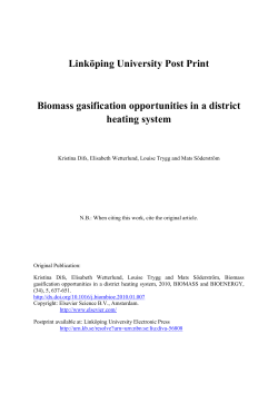 Biomass gasification opportunities in a district heating system