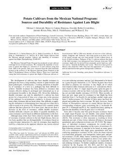 Potato Cultivars from the Mexican National Program: Sources and