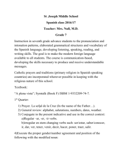 St .Joseph Middle School Spanish class 2016/17 Teacher: Mrs. Null