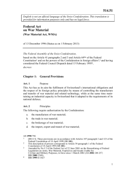 Federal Act on War Material 514.51