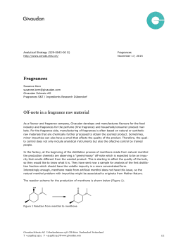 Fragrances Off-note in a fragrance raw material