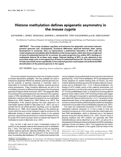Histone methylation defines epigenetic asymmetry in the mouse
