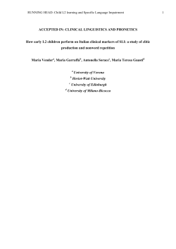 ACCEPTED IN: CLINICAL LINGUISTICS AND PHONETICS How