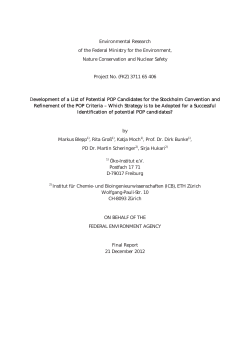 Development of a List of Potential POP Candidates for the