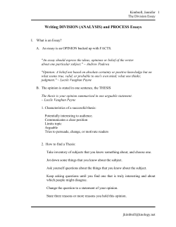 IEW Writing Symposium Handout DIVISION Essays
