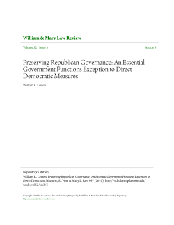 Preserving Republican Governance: An Essential Government