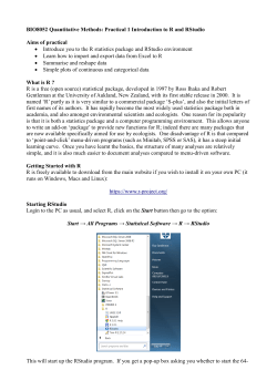Practical 1 Introductory R