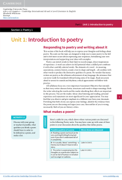 Unit 1: Introduction to poetry - Beck-Shop