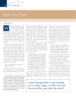 Plain Isn`t Plain - State Bar of Michigan