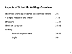 Aspects of Scientific Writing: Overview