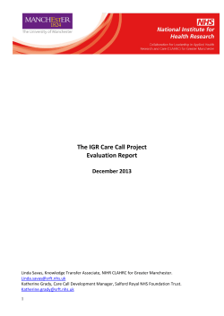 The IGR Care Call Project Evaluation Report