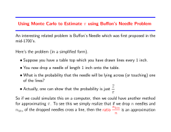 Using Monte Carlo to Estimate π using Buffon`s Needle