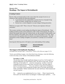 Readings: The Impact of Kristallnacht