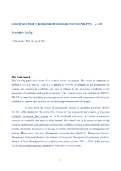Ecology and trust in management and business research 1995