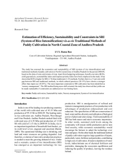 (System of Rice Intensification) vis-a-visTraditional