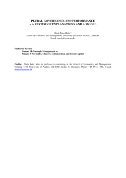 plural governance and performance &ndash; a review of
