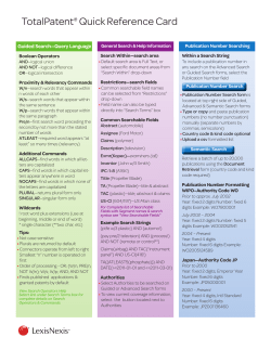 TotalPatent&reg; Quick Reference Card