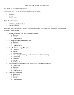2.1b: Converse, Inverse, Contrapositives EQ: What are equivalent