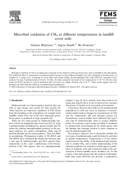 Microbial oxidation of CH4 at different temperatures in landfill cover