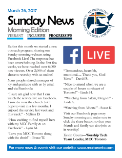 Sunday News - Metropolitan Community Church of Toronto