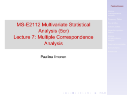 MS-E2112 Multivariate Statistical Analysis (5cr) Lecture 7: Multiple