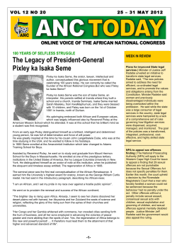 The Legacy of President-General Pixley ka Isaka Seme