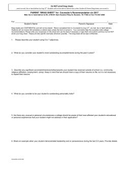 PARENT &ldquo;BRAG SHEET&rdquo; - Houston Christian High School