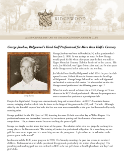George Jacobus, Ridgewood`s Head Golf Professional for More than